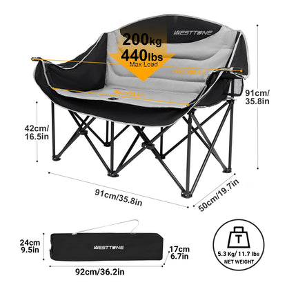 Heavy Duty Double Seat Camping Chair With Cup Holder