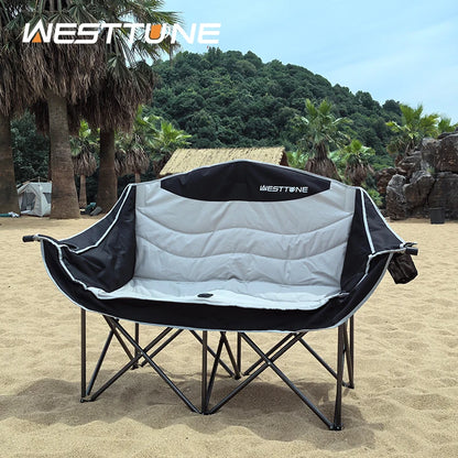 Heavy Duty Double Seat Camping Chair With Cup Holder