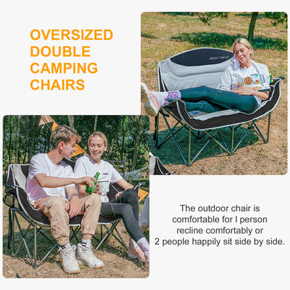 Heavy Duty Double Seat Camping Chair With Cup Holder